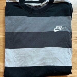 Nike “The Nike Tee”, stripped black gray white. Mens medium. Great condition.
